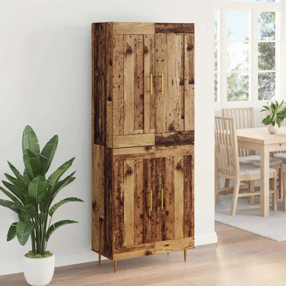 vidaXL Hoge kast Oud Hout 69,5 x 34 x 180 cm Bewerkt hout bruin, foto 4
