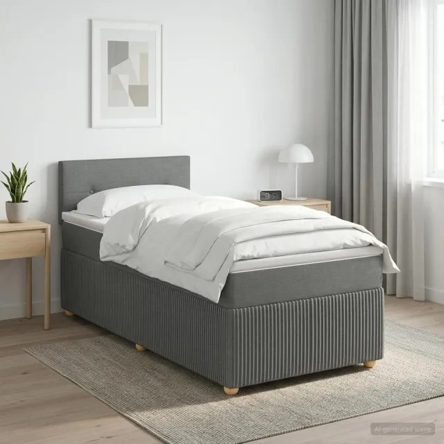 vidaXL Boxspringbed met matras Donkergrijs 90 x 190 cm Stof
