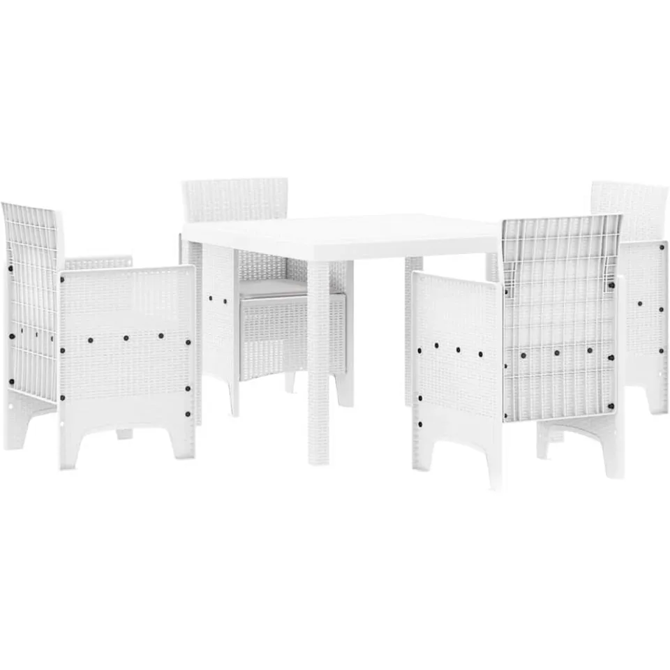 vidaXL Tuin Eetset 5 st Wit Polypropyleen