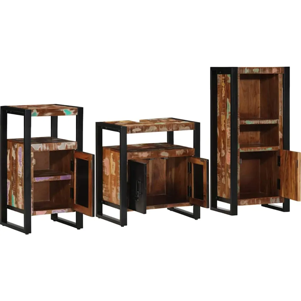 vidaXL Badkamermeubelset 3 st Multikleur en Zwart, foto 2