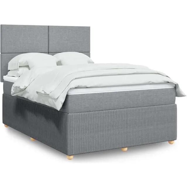 vidaXL Boxspring met matras stof lichtgrijs 160x200 cm grijs