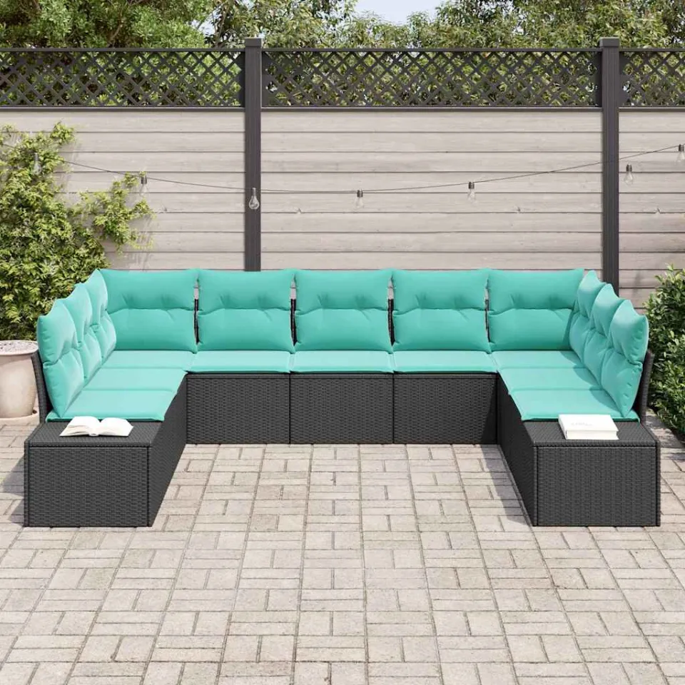 vidaXL Tuin Sofa Set 9 st Zwart poly rattan, foto 3