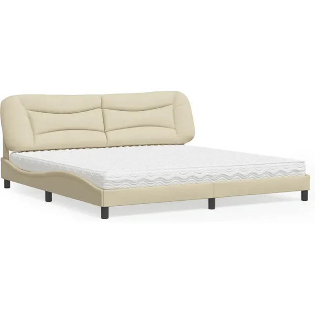 vidaXL Bed met matras "Hvar" stof crèmekleurig 200x200 cm