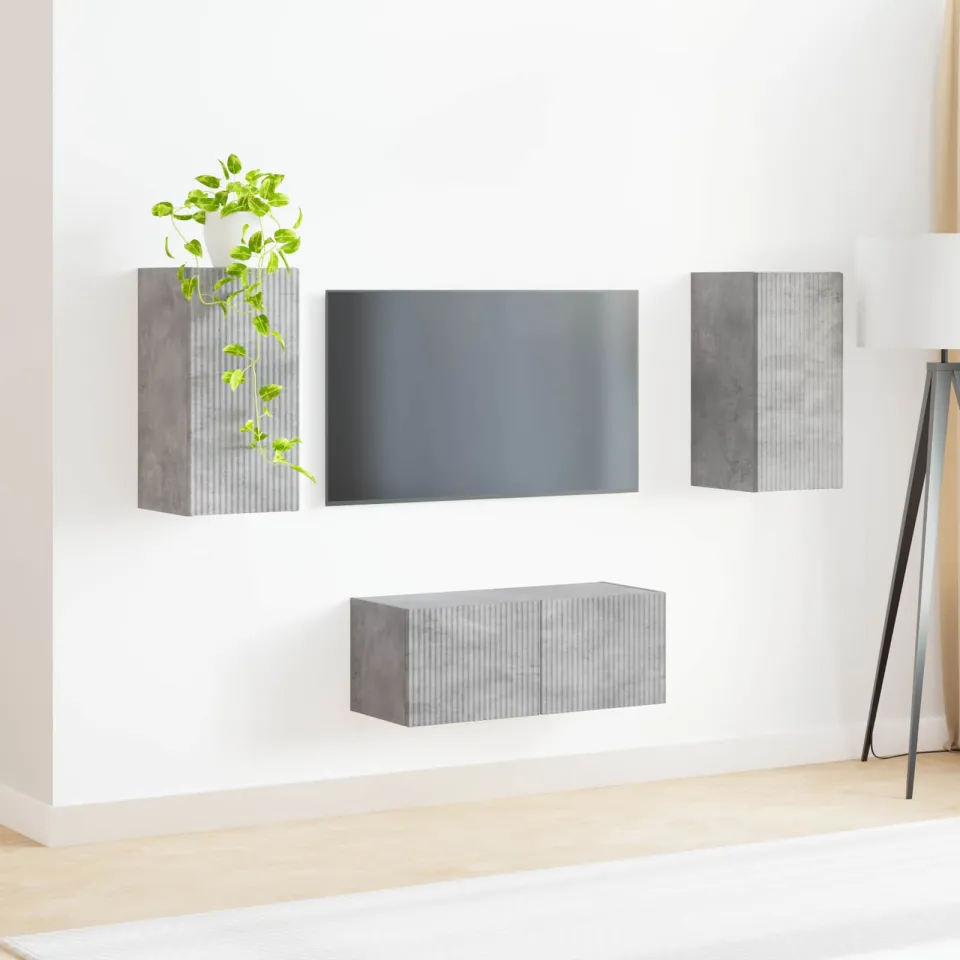 vidaXL Tv-meubelset 2 st Beton Grijs Bewerkt hout, foto 4