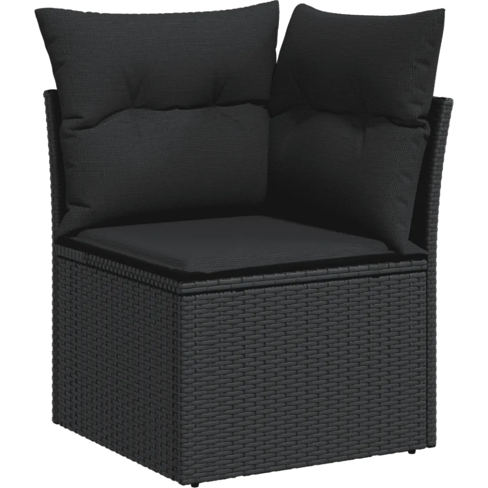 vidaXL 13-delige Loungeset met kussens poly rattan zwart, foto 4