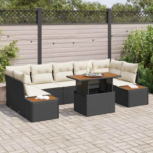 vidaXL Tuin Sofa Set 8 st Zwart Poly riet, foto 2