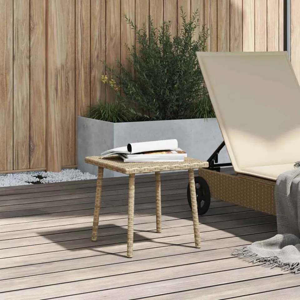 vidaXL Tuin salontafel rechthoekig 40x40x37 cm poly rattan beige, foto 3
