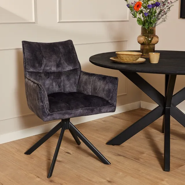 Refurna Eetkamerstoel Dani | Velvet Antraciet