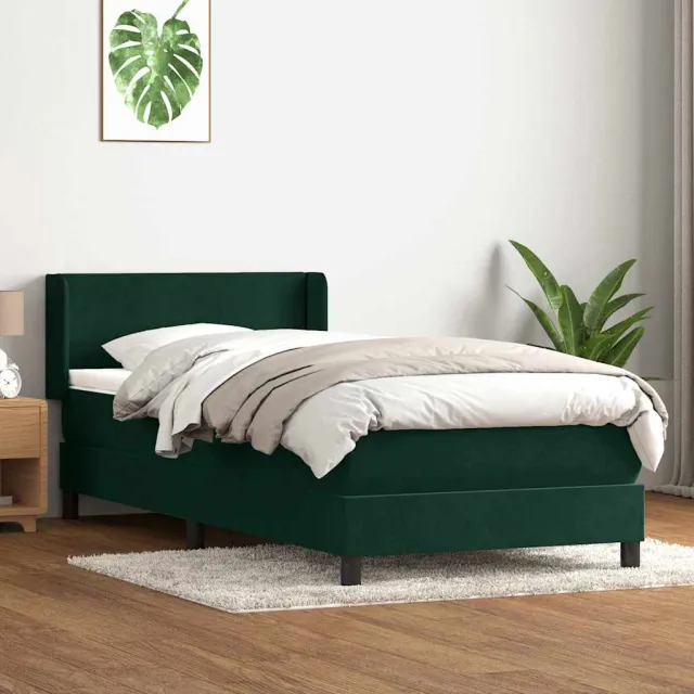 vidaXL Boxspring met matras fluweel donkergroen 80x220 cm groen