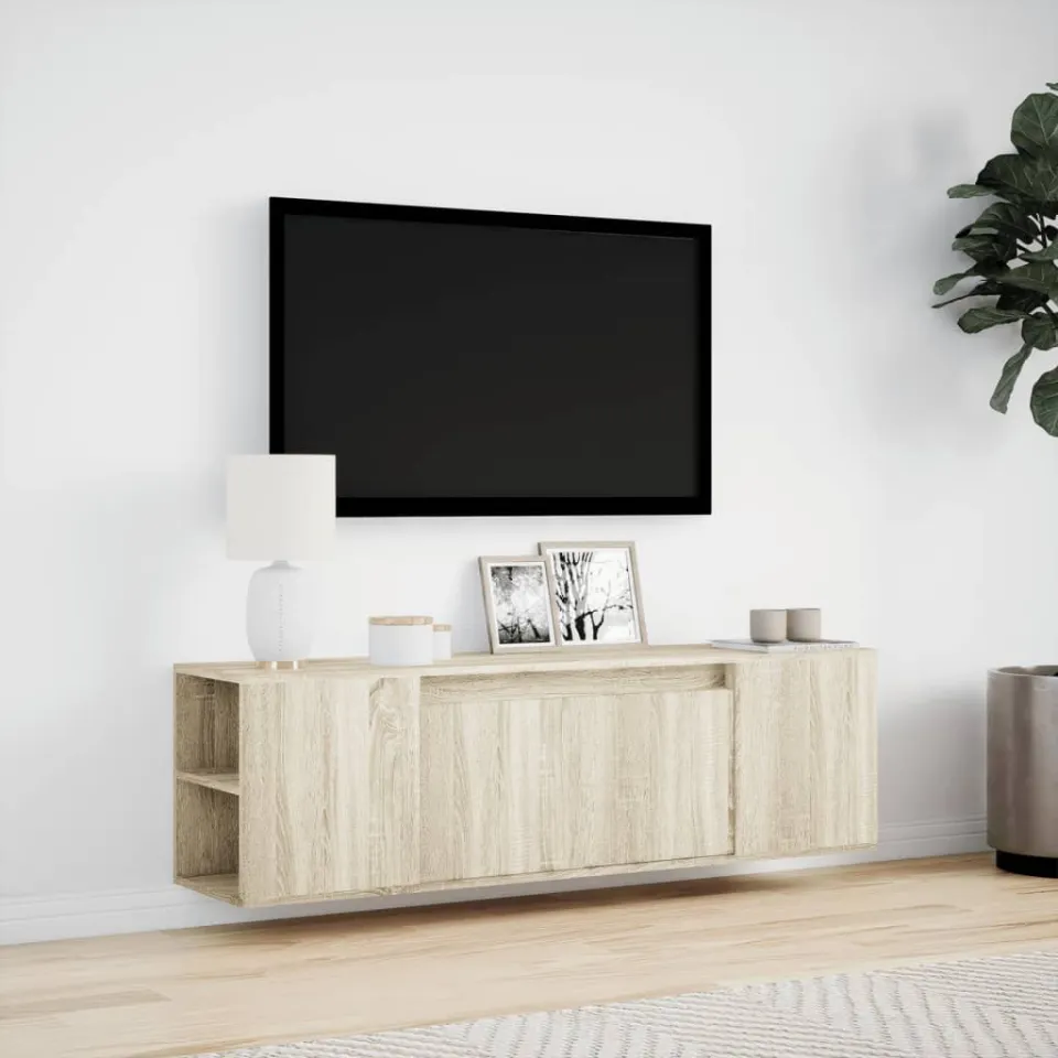 vidaXL Tv-wandmeubel met LED-verlichting 135x31x39,5 cm sonoma eiken, foto 2