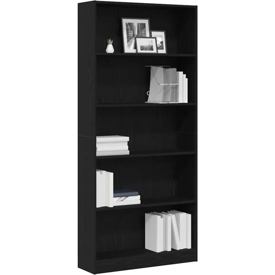 vidaXL Boekenkast 80x24x176 cm spaanplaat zwart eikenkleurig Bruin