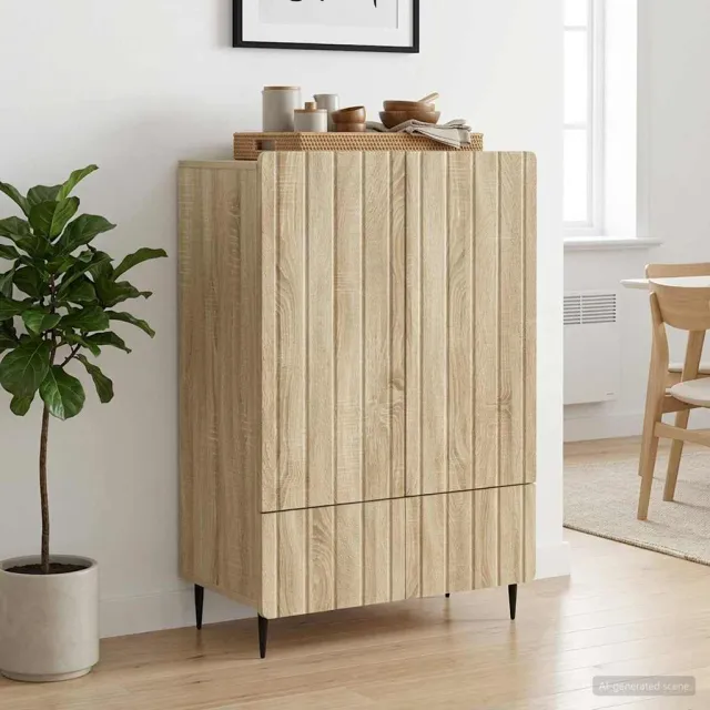 vidaXL Dressoir Sonoma Eiken 66 x 34,5 x 97 cm Bewerkt hout, foto 2