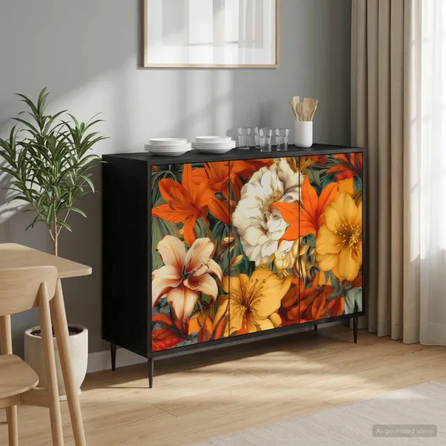 vidaXL Dressoir GENNEP Zwart eiken 102 x 33 x 76 cm Bewerkt hout, foto 2