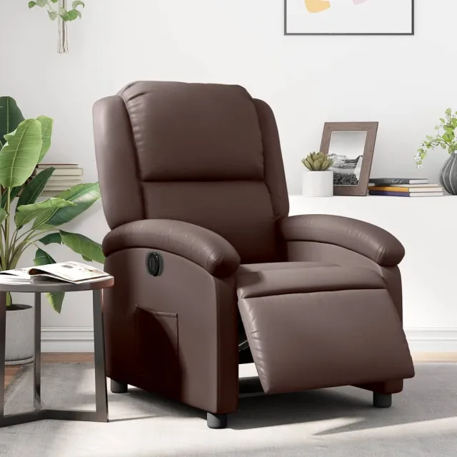 vidaXL Fauteuil verstelbaar elektrisch kunstleer bruin