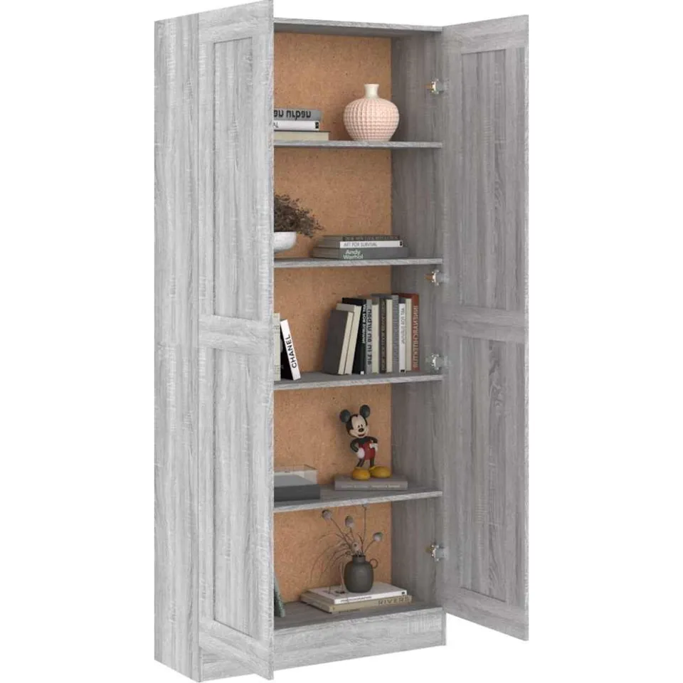 vidaXL Boekenkast 82,5x30,5x185,5 cm bewerkt hout grijs sonoma eiken