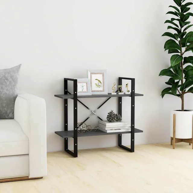 vidaXL Boekenkast met 2 schappen 80x30x70 cm massief grenenhout grijs, foto 2