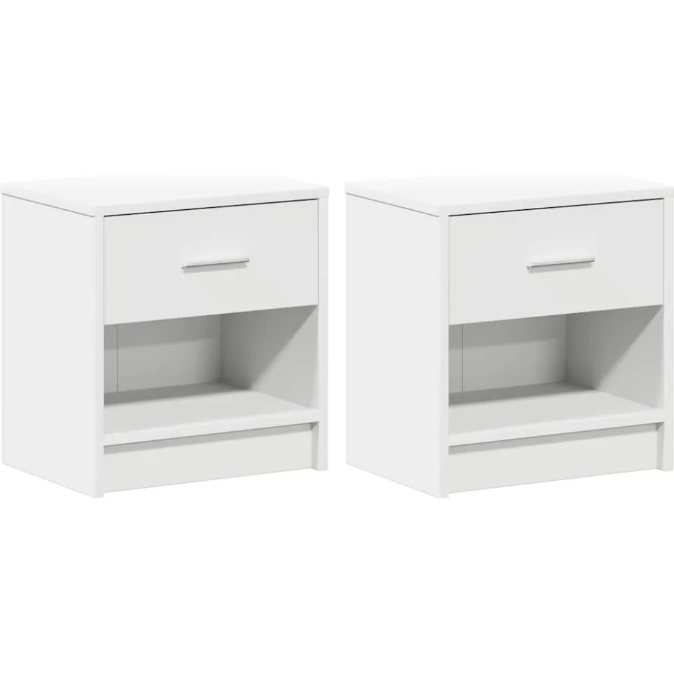 vidaXL Nachtkastjes 2 st met lade 39x28x41 cm wit, foto 3