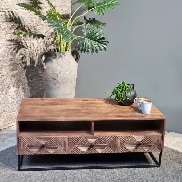 Benoa Salontafel Jasmin 120cm 3 lades | mangohout Bruin Bruin