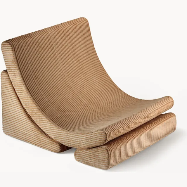 Wigiwama Handgemaakte corduroy fauteuil voor kinderen, Moon Lichtbruin