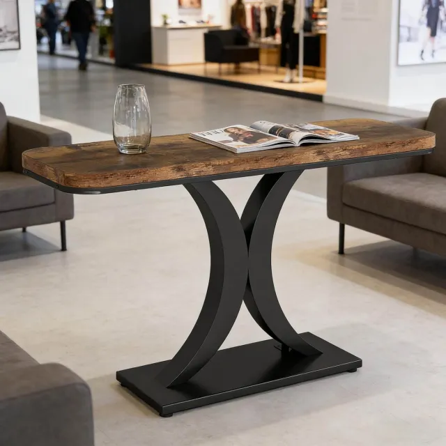 MODFU Sidetable - Industrieel - Rechthoek - Hout - Zwart - Rustiek Bruin