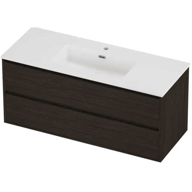 Proline Tribute Badmeubelset Porselein Elegant 1 Gat 120x46x54 cm Mat White Mokka Oak Eiken