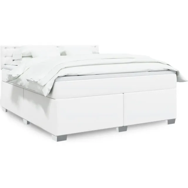vidaXL Boxspring met matras kunstleer wit 180x200 cm