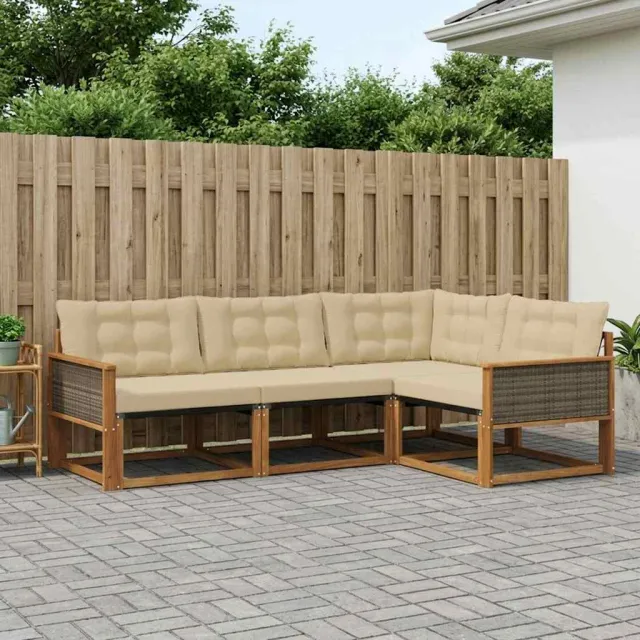 vidaXL Buiten bankenset 4 st 4-zits Natuurlijk en Beige