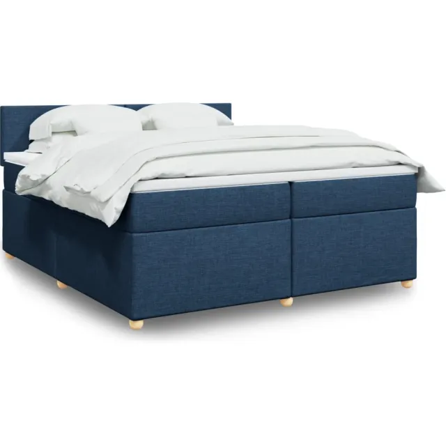 vidaXL Boxspring met matras stof blauw 200x200 cm