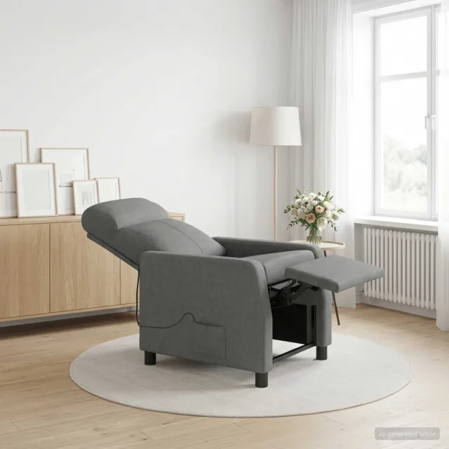 vidaXL Massage Recliner Donkergrijs Stof