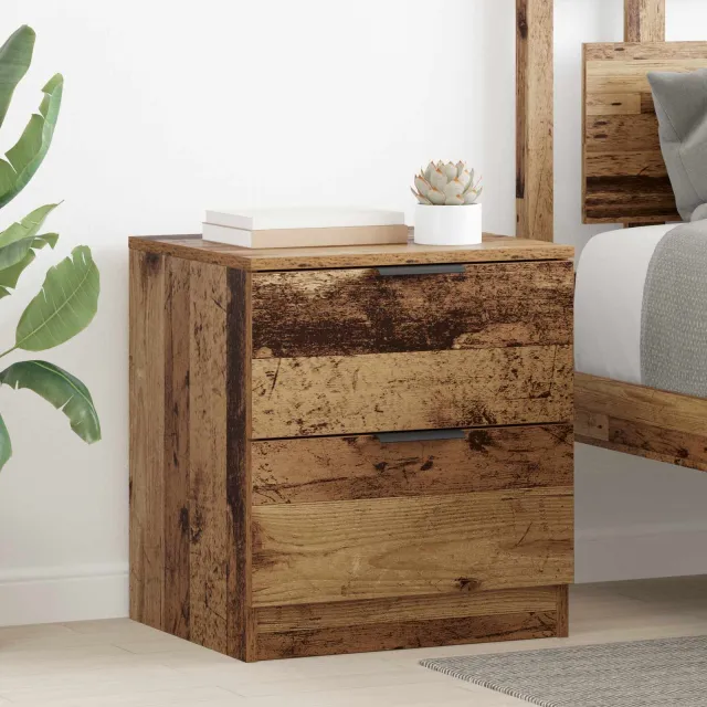 vidaXL Nachtkastje 2 st Oudhout 45 x 39 x 50cm Bewerkt hout bruin, foto 2