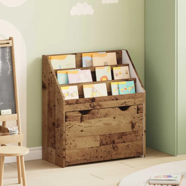 vidaXL Kinderen Boekenkast Oudhout 60 x 29,5 x 69 cm Bewerkt hout bruin, foto 2