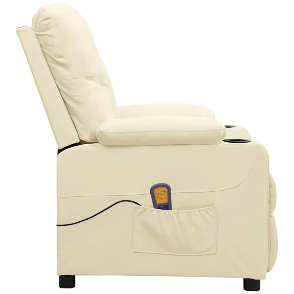 vidaXL Massagestoel kunstleer crèmekleurig, foto 4