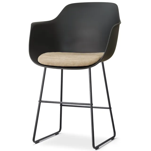 Nolon Nino-Liz barkruk zwart met nougatbruin zitkussen - zwart onderstel - 65 cm