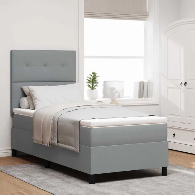 vidaXL Boxspringbed met hoofdeinde Lichtgrijs 90 x 200 cm Stof