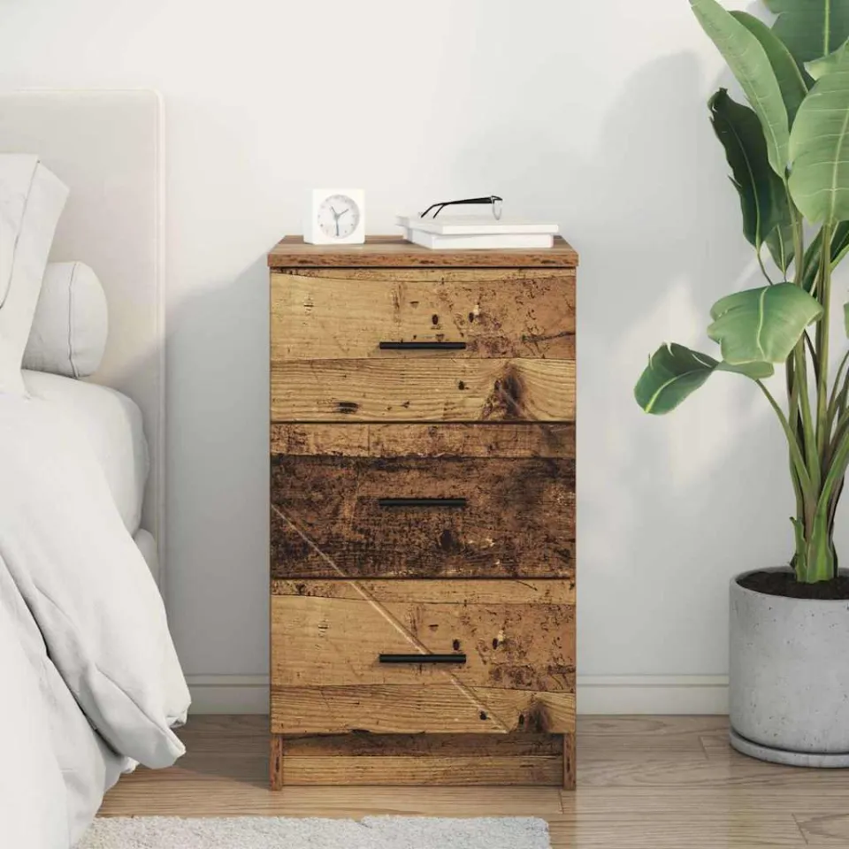 vidaXL Nachtkastje Oud hout 38 x 38 x 66 cm Bewerkt hout bruin, foto 3