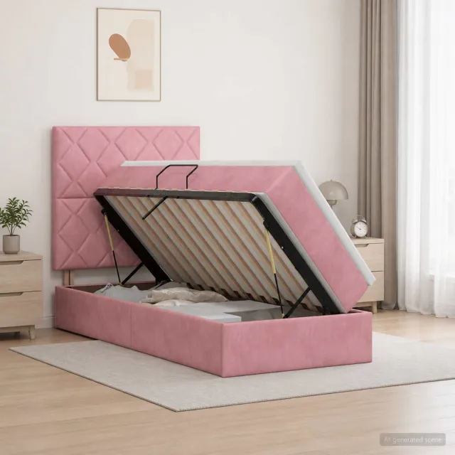 vidaXL Opslag bed met matras met hoofdeinde Roze 90 x 200 cm Fluweel