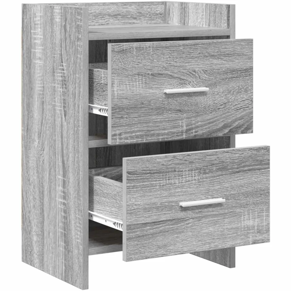 vidaXL Nachtkastjes Grijs Sonoma 40 x 30 x 60 cm Bewerkt hout, foto 3