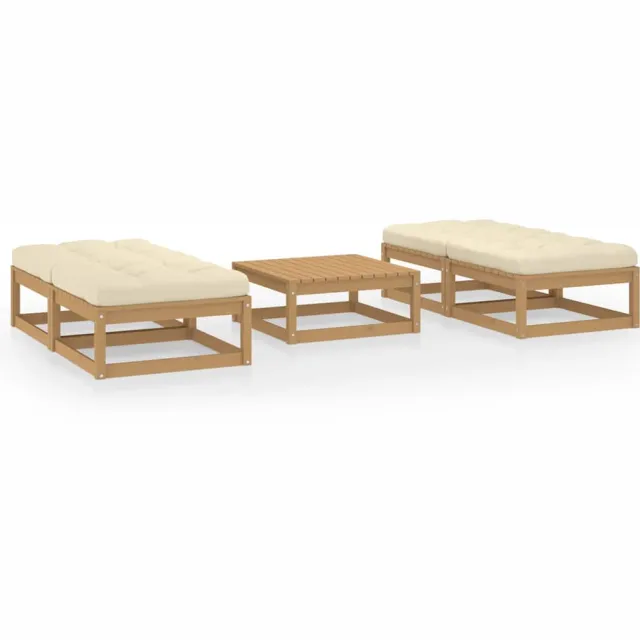 vidaXL 5-delige Loungeset met kussens massief grenenhout bruin