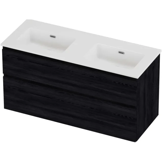 Proline Tribute Badmeubelset Porselein Elegant Dubbel 120x46x62 cm Glans Wit Black Oak Eiken