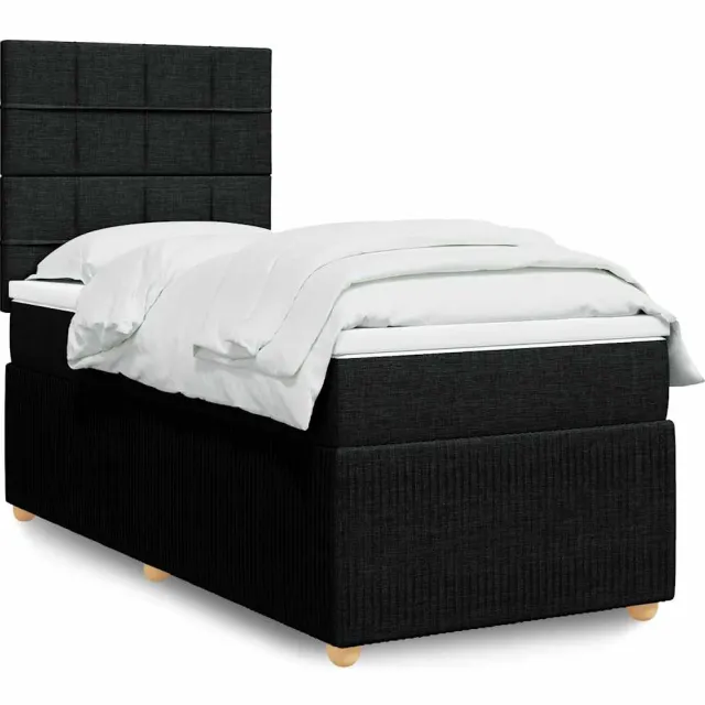 vidaXL Boxspring met matras stof zwart 80x200 cm