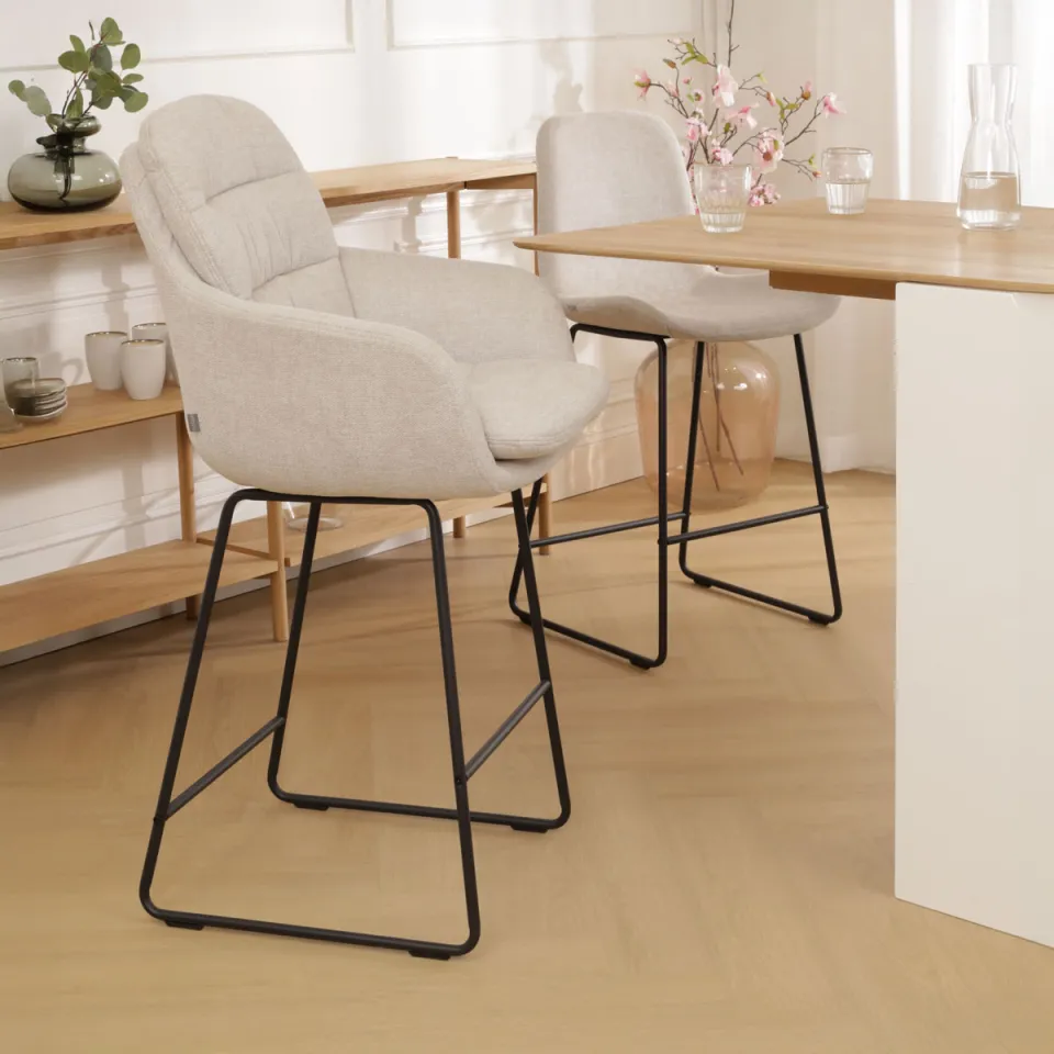 Nolon Nino-Mia barkruk beige - zwart onderstel - 75 cm, foto 2