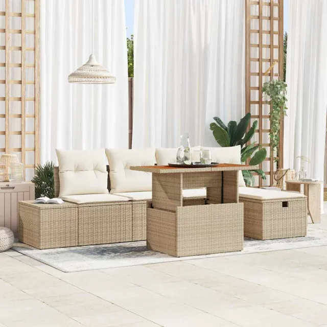 vidaXL Tuin Sofa Set 6 st Poly riet Grijs