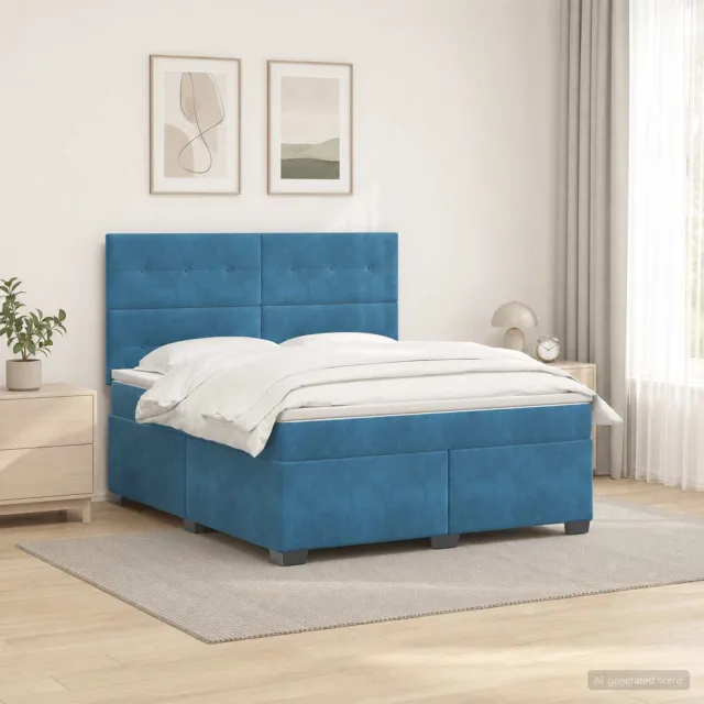 vidaXL Boxspringbed met matras Blauw 160 x 200 cm Fluweel