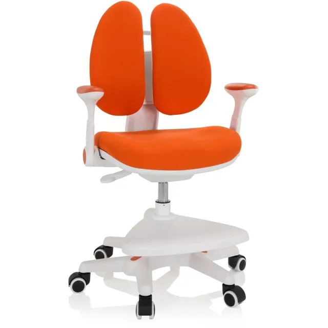 Unyqoos Ergonomische Kinderbureaustoel met Verstelbare Rugleuning en Voetensteun oranje
