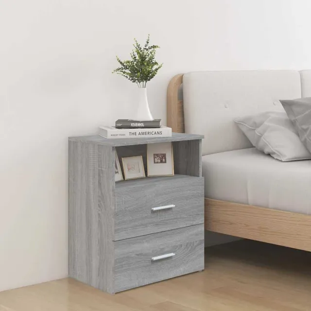 vidaXL Nachtkastjes 2 st 50x32x60 cm grijs sonoma eikenkleurig, foto 2