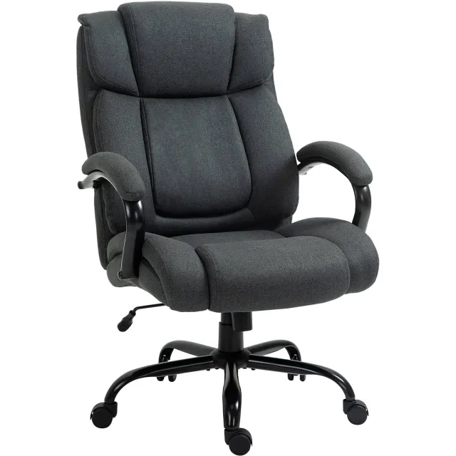 Vinsetto Bureaustoel XXL - Zware Bureaustoel Groot Formaat - Ergonomische Draaistoel - Donkergrijs