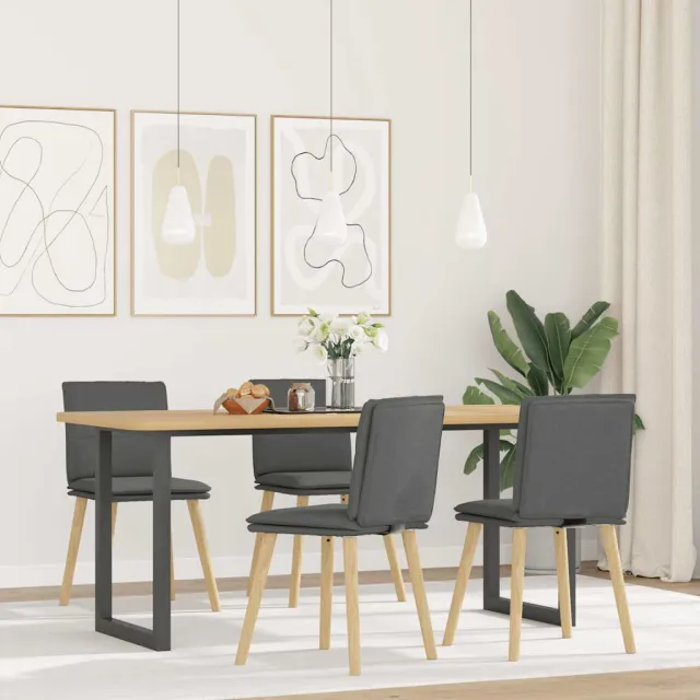 vidaXL Eetkamerstoelen 4 st stof donkergrijs