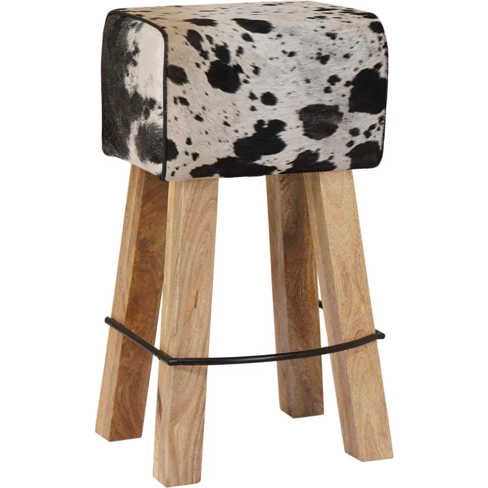 vidaXL Barkruk 2 st Zwart en Wit 44 x 33 x 74 cm Echt Leer, foto 4