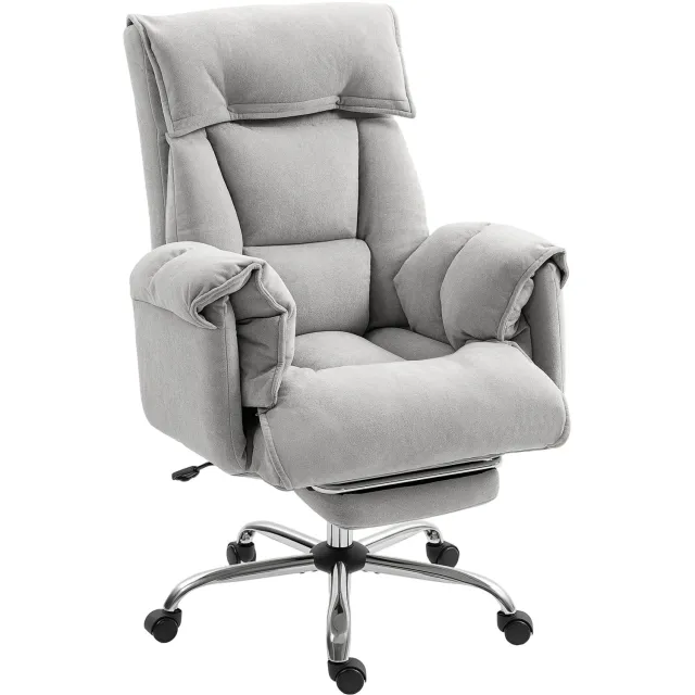 Homona Ergonomische bureaustoel - Met voetsteun, hoofdsteun en kantelfunctie - In hoogte verstelbaar - 75 x 77 x 110-118 cm - Lichtgrijs