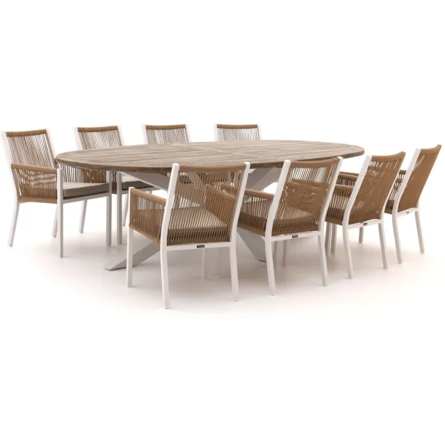 Manifesto Furniture Manifesto Rivola/ROUGH-Y Ellips 280cm dining tuinset 9-delig
